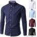 TAGGMY Men Shirts Fashion Business Long Sleeve Pure Color Spring Design Casual Slim Fit Button Tops Blouse T-Shirt Light Blue B07N5Y7194